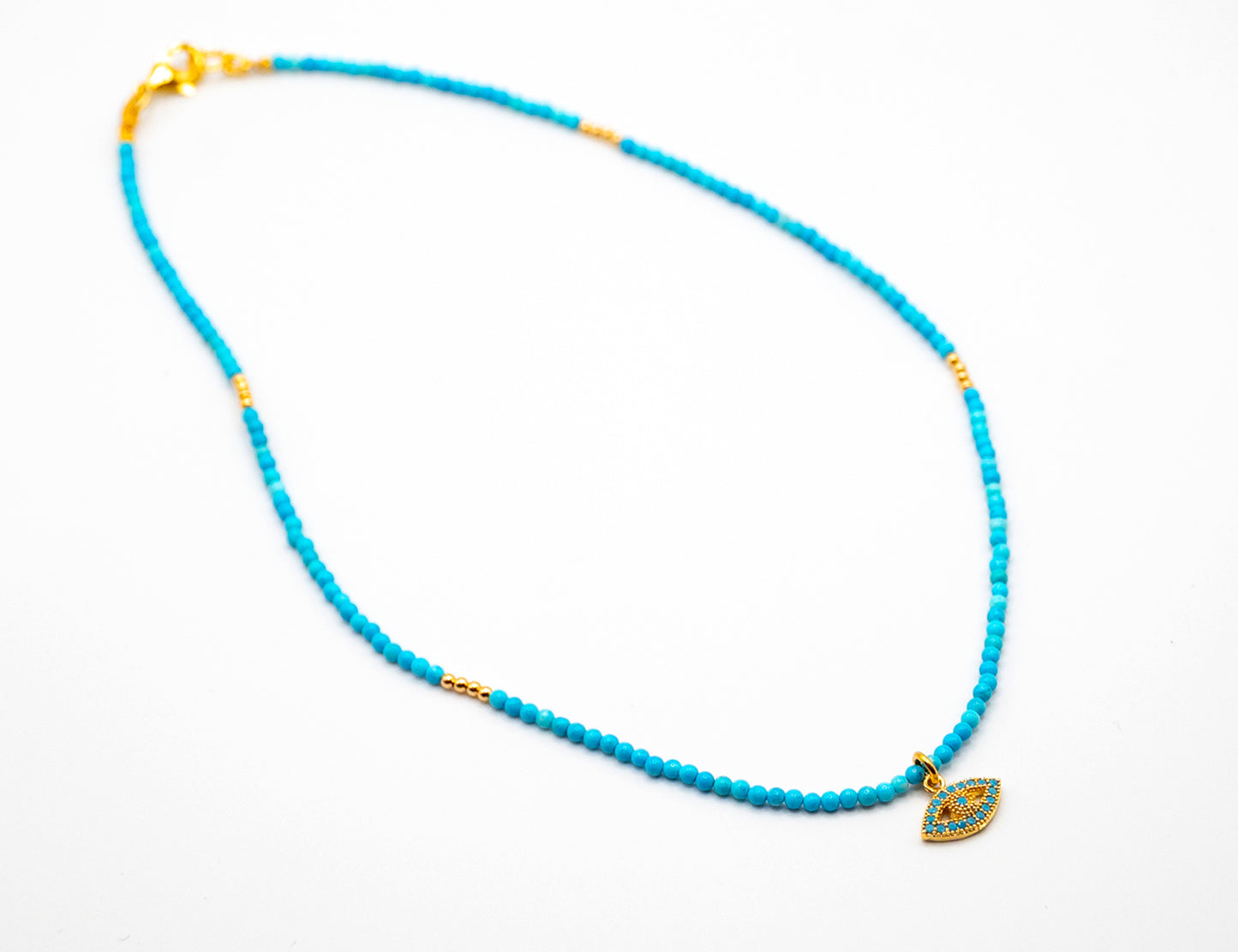 Turquoise and Gold Evil Eye Necklace