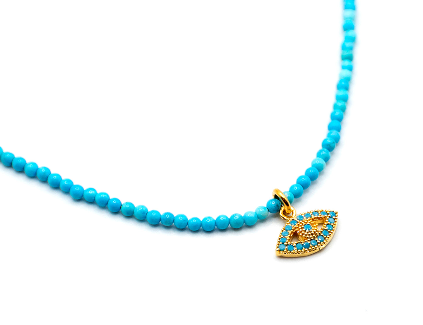 Turquoise and Gold Evil Eye Necklace