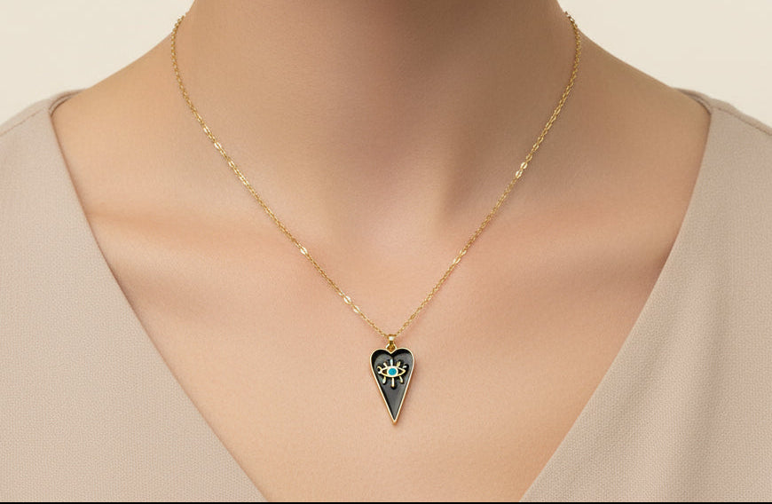 Evil eye heart pendant - Emmis Jewelry