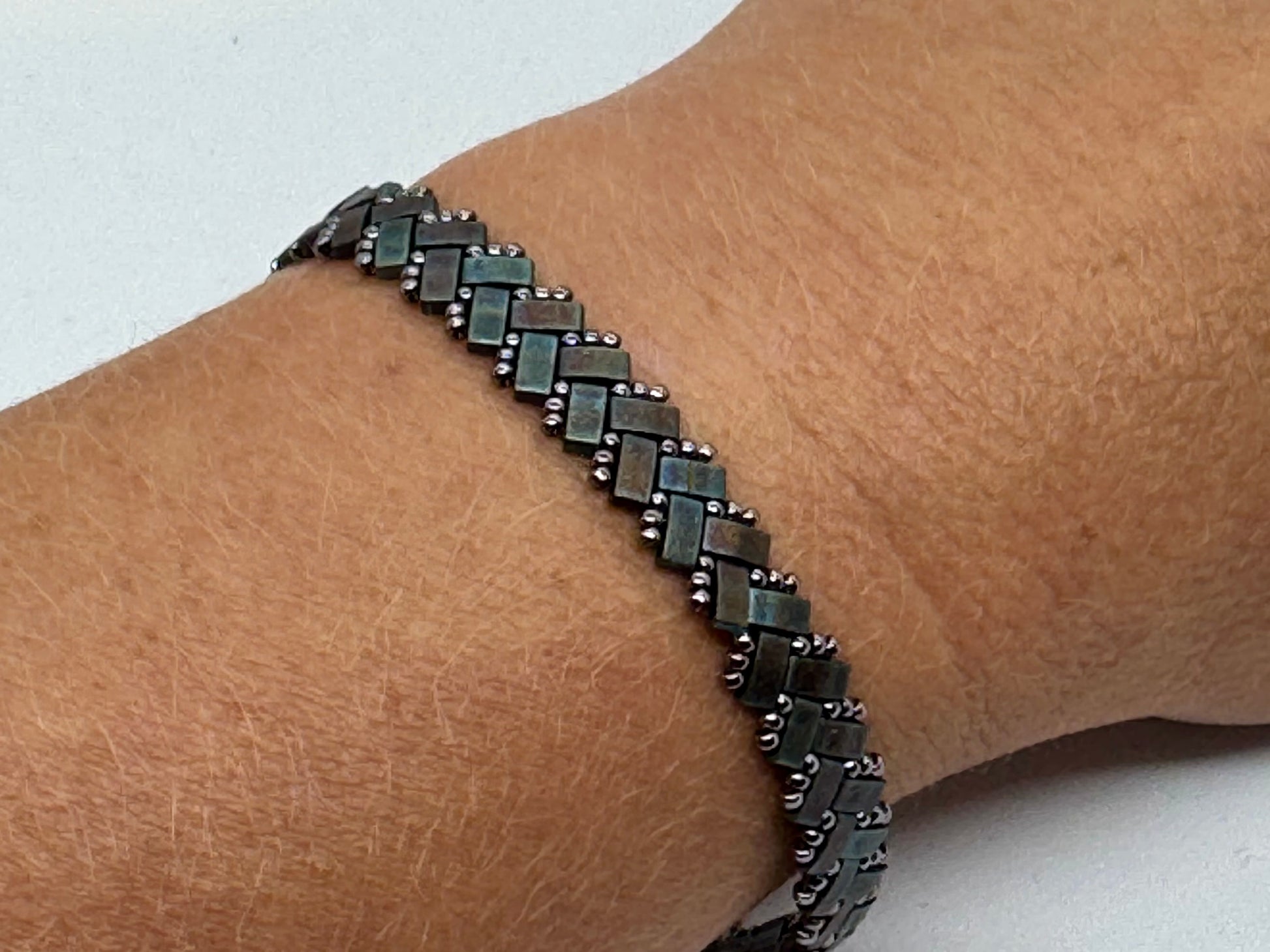 Thin Herringbone Handsewn Bracelet - Emmis Jewelry