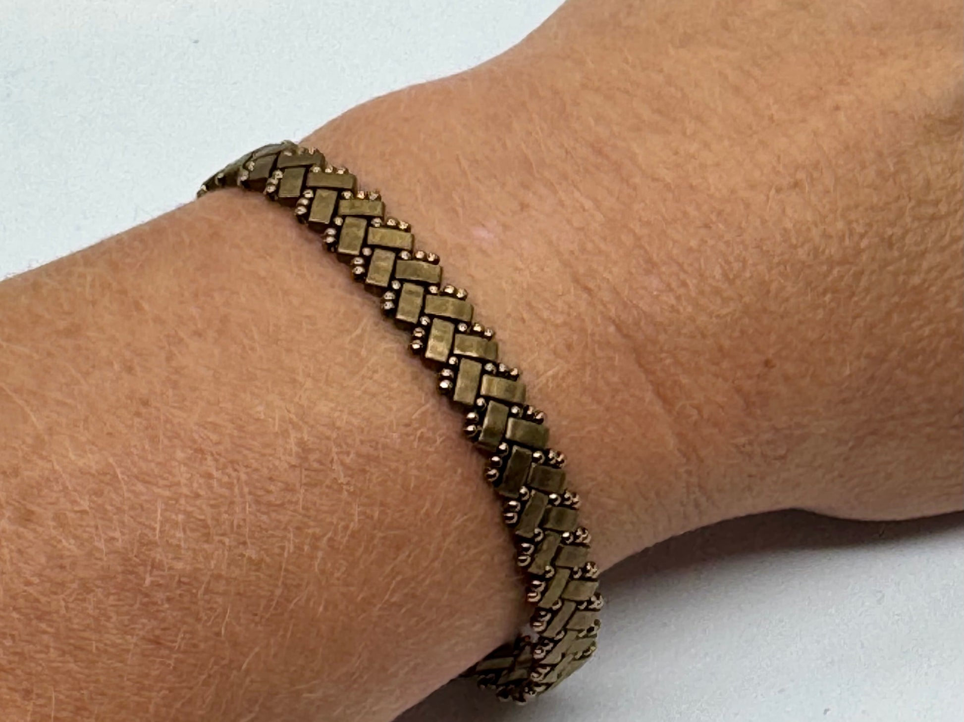 Thin Herringbone Handsewn Bracelet - Emmis Jewelry