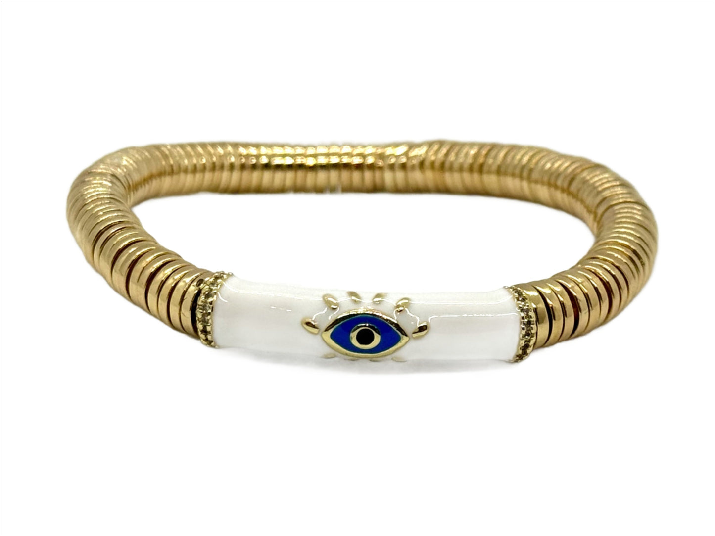 Enamel Evil Eye and Gold Hematite Bracelet