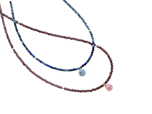 Garnet or Lapis Lazuli Mini Bead Necklace