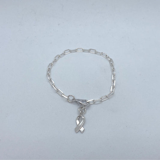 Breast Cancer Awareness Silver Filled Paperclip Bracelet or Anklet - Emmis Jewelry, Bracelet, [product_color]