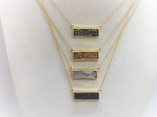 Gold Druzy Rectangle - Emmis Jewelry, Necklace, [product_color]