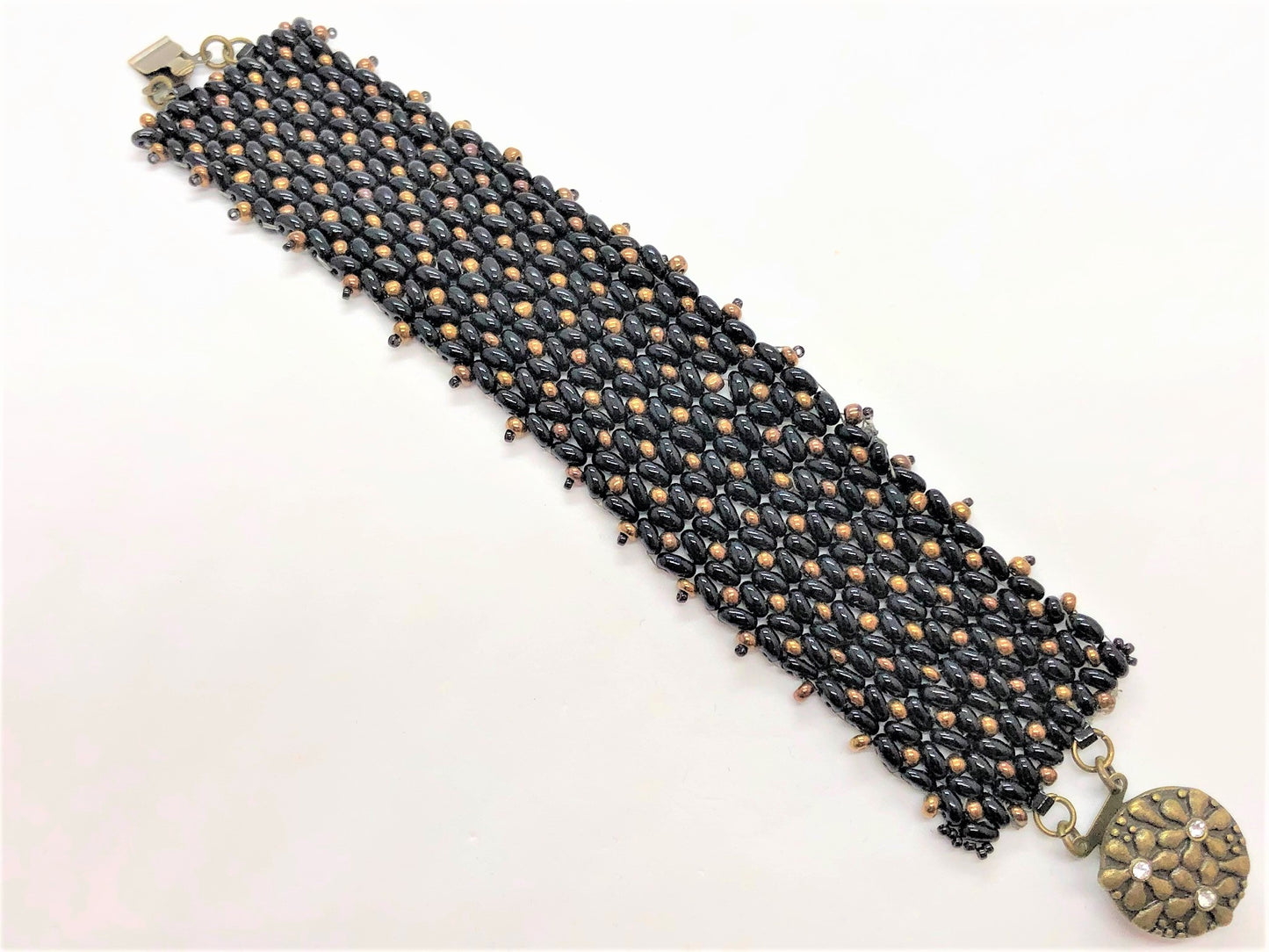 Black and Bronze X&O hand sewn bracelet - Emmis Jewelry, Bracelets, [product_color]