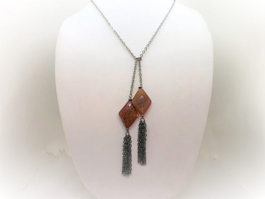 Red Agate Diamond Tassel Lariat - Emmis Jewelry, Necklace, [product_color]