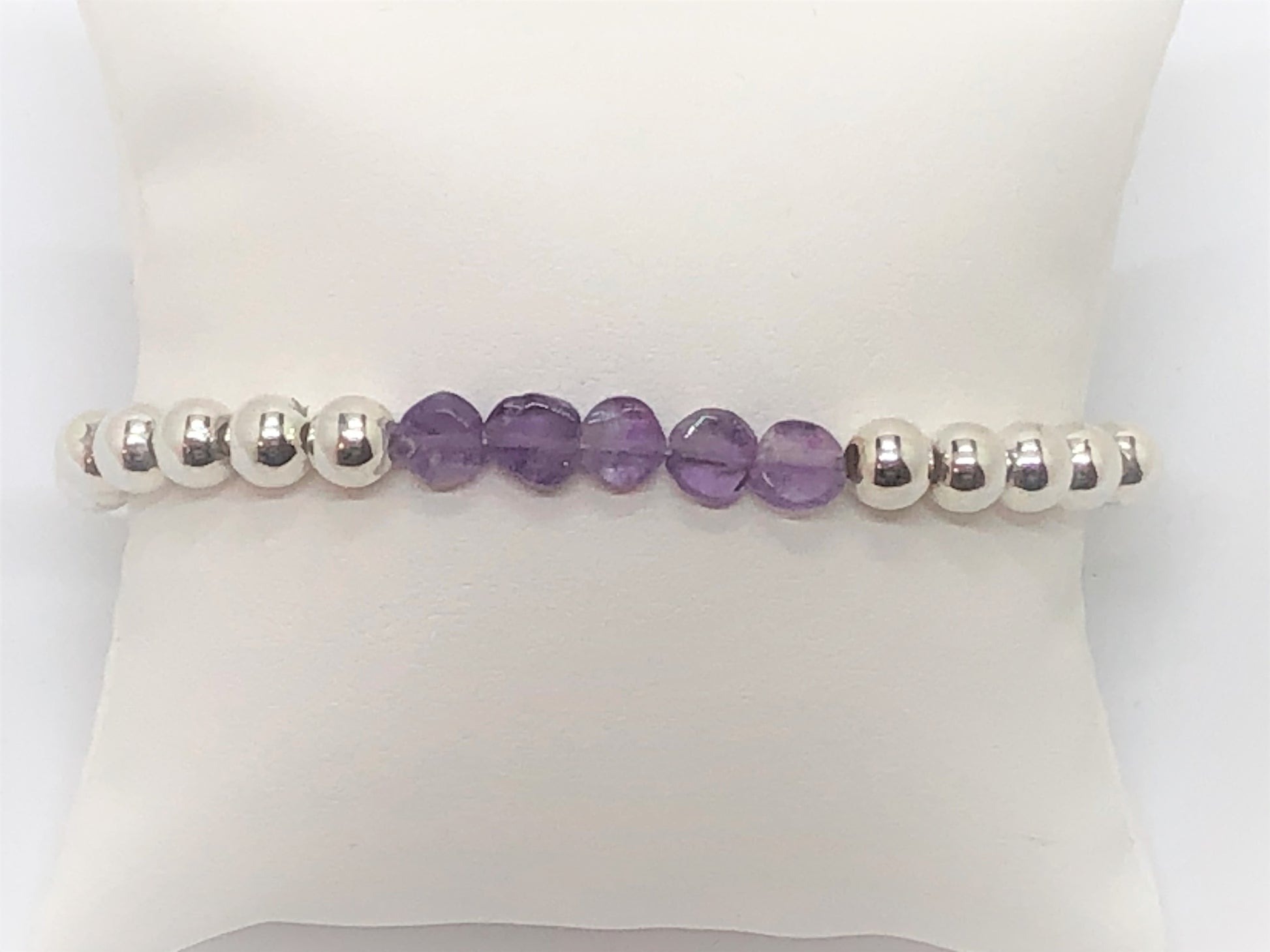 Silver Stretch Bracelet with Gemstone Coins - Emmis Jewelry, Bracelets, [product_color]