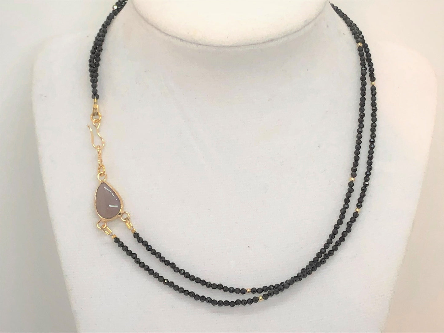 Teardrop Double Mini Faceted Black Onyx Necklace - Emmis Jewelry, Necklace, [product_color]
