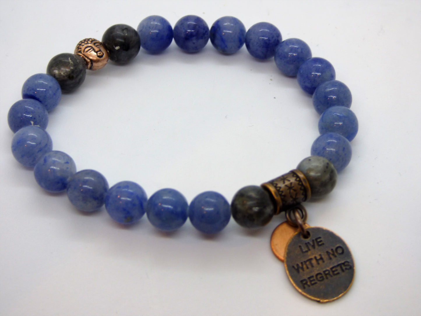 Labradorite and Blue Quartz Single Stretch Bracelets - Emmis Jewelry, Bracelet, [product_color]