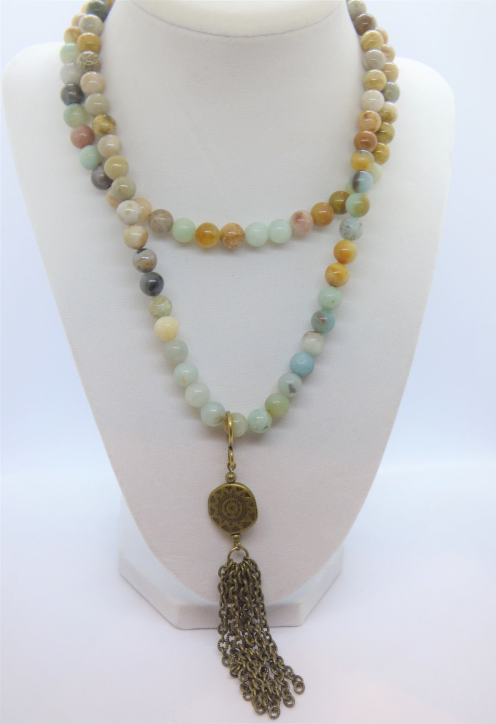 Amazonite and Ocean Jasper Long Necklace - Emmis Jewelry, Necklace, [product_color]