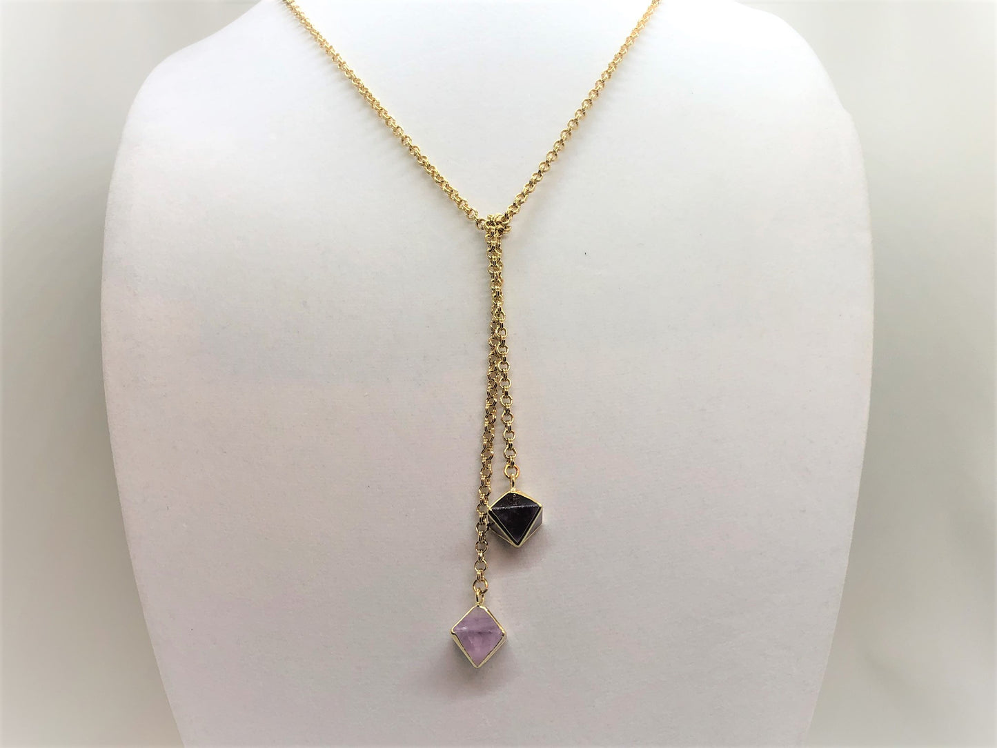 Fluorite Prism Gold Lariat - Emmis Jewelry, Necklace, [product_color]