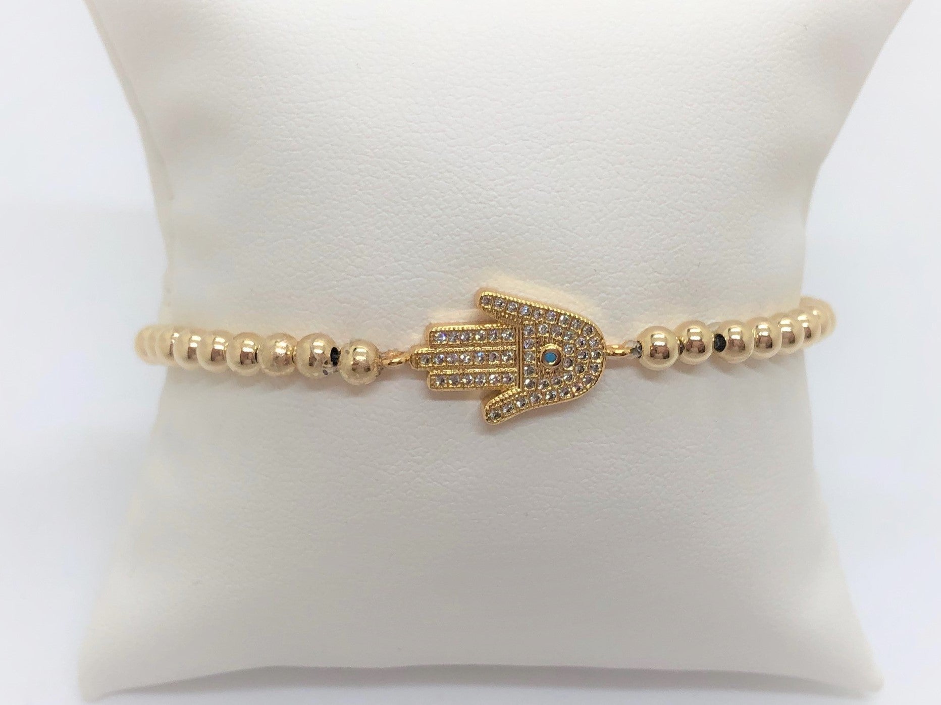 Stretch Hamsa Bracelet on Sterling Silver or Gold Fill Beads - Emmis Jewelry, Bracelet, [product_color]
