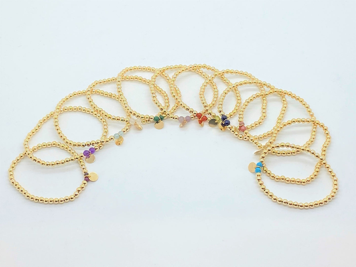 Sterling Silver and Gold Filled Hand Stamped Stretch Birthstone Bracelets - Emmis Jewelry, Bracelet, [product_color]