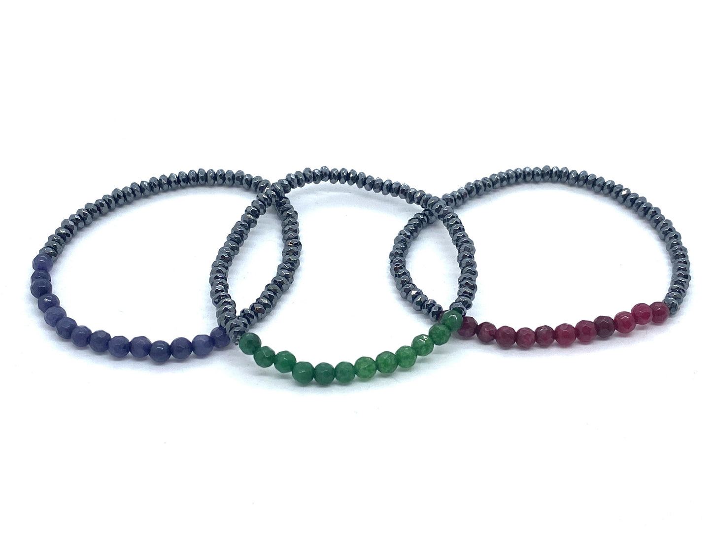 Gemstone and Hematite Stretch Bracelet - Emmis Jewelry, Bracelet, [product_color]