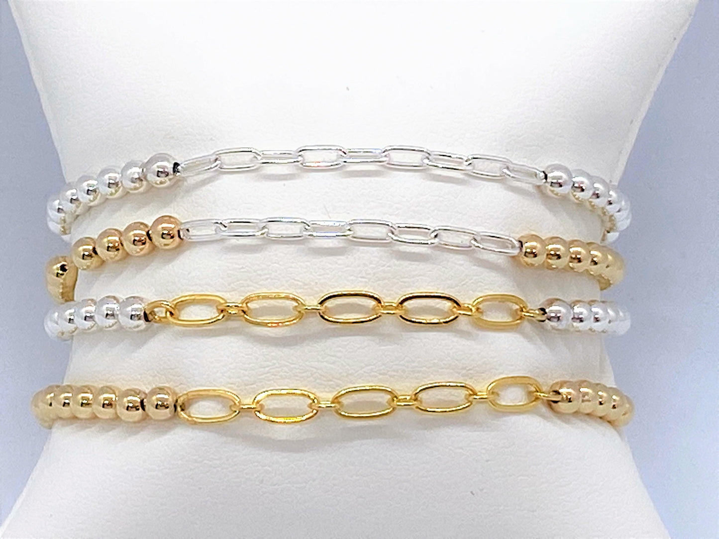 Stretch ball bracelets with Paperclip Chain - Emmis Jewelry, Bracelet, [product_color]