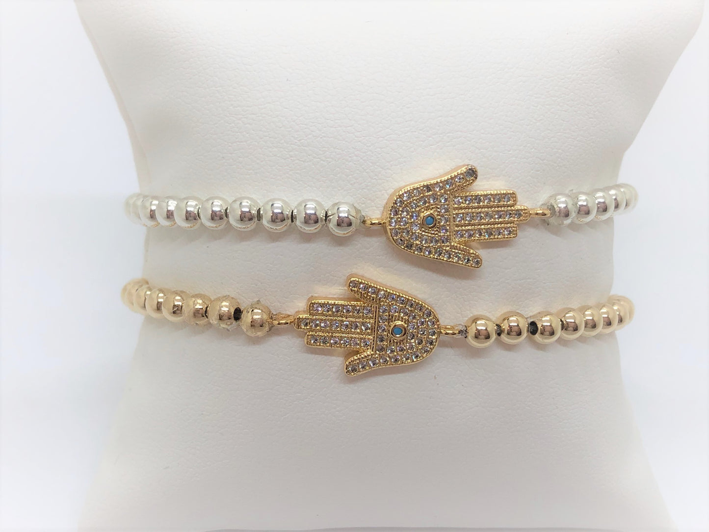 Stretch Hamsa Bracelet on Sterling Silver or Gold Fill Beads - Emmis Jewelry, Bracelet, [product_color]