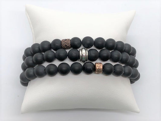 Black Matte Agate Men's Stretch Bracelet - Emmis Jewelry, Bracelet, [product_color]