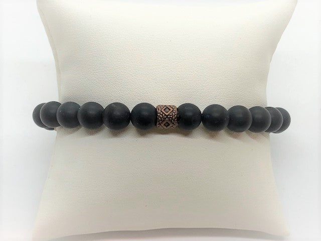 Black Matte Agate Men's Stretch Bracelet - Emmis Jewelry, Bracelet, [product_color]