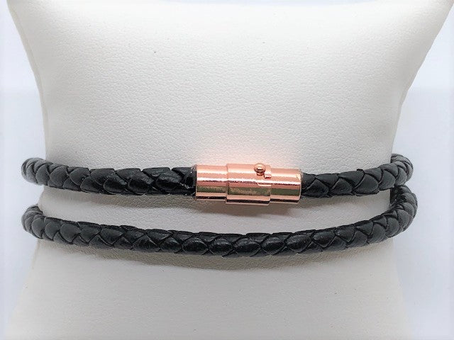 Braided Black Leather Men's Wrap Bracelet - Emmis Jewelry, Bracelet, [product_color]
